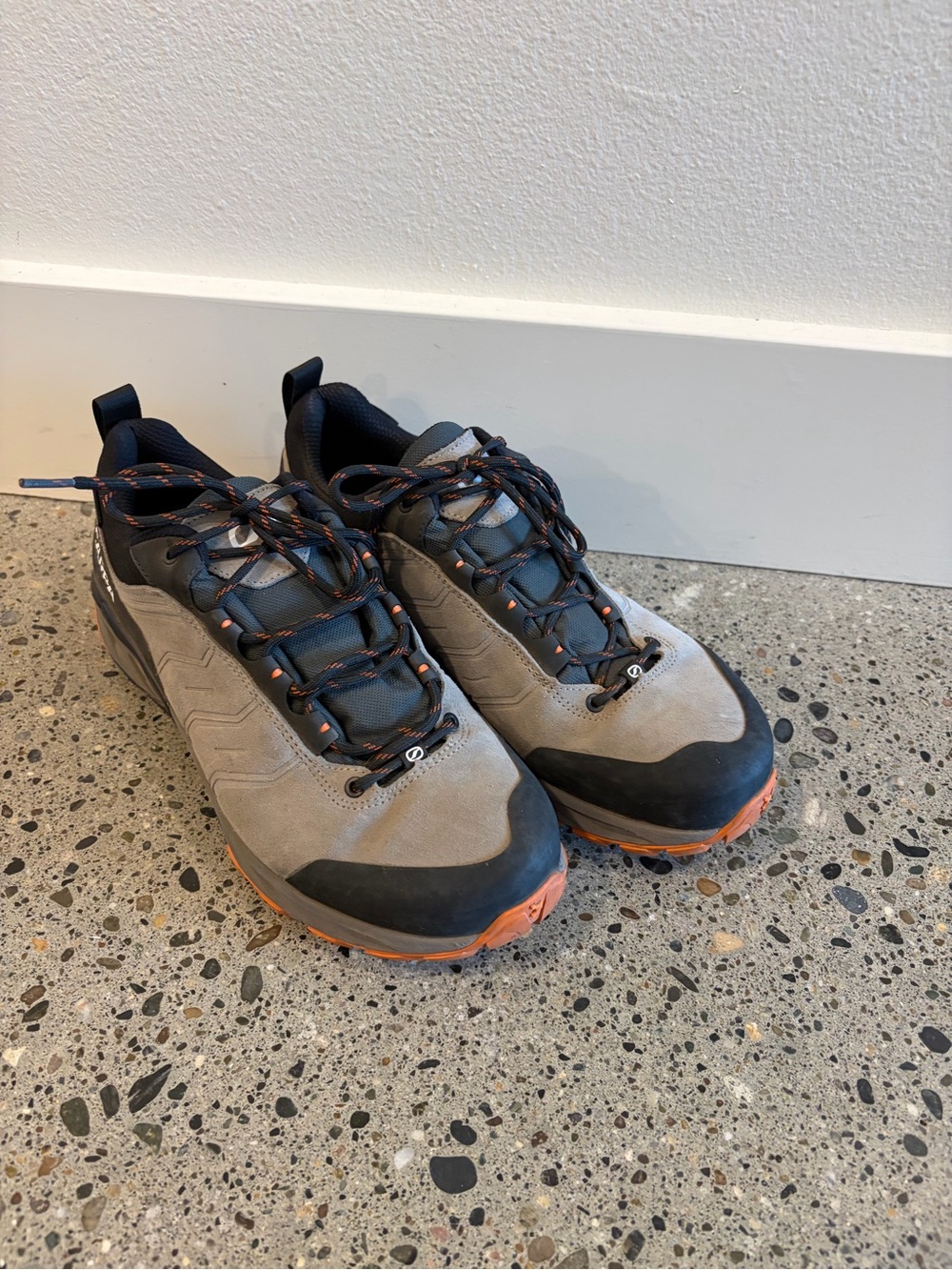 Scarpa Grey and Black Trail Shoes with Orange Accents
